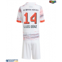 Otroški Nogometni dresi Bayern Munich Luis Diaz #14 Gostujoči 2025-26 Kratek Rokav (+ Kratke hlače)